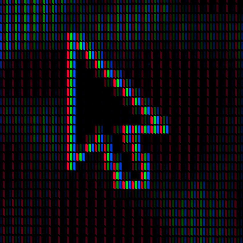 Dark background with white lines making a cursor.